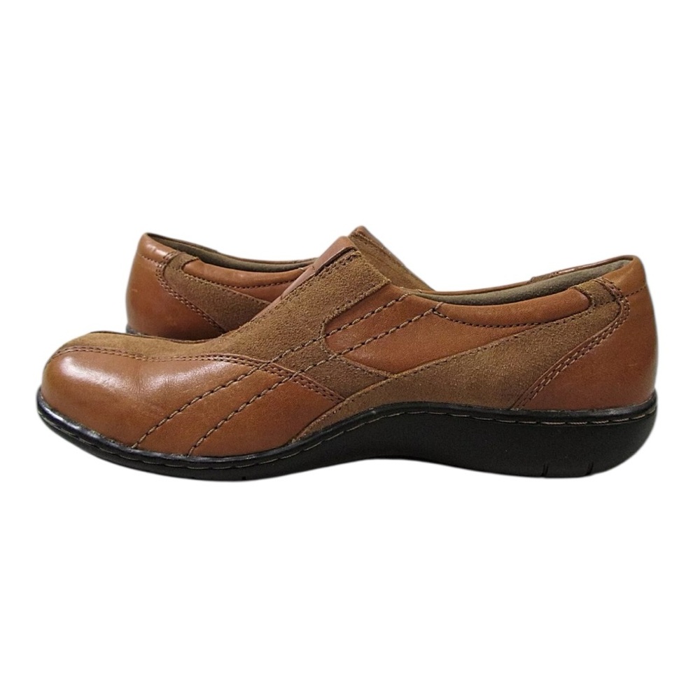 Clarks Brown Leather "Bendables" Slip-Ons Women’s Size 11
